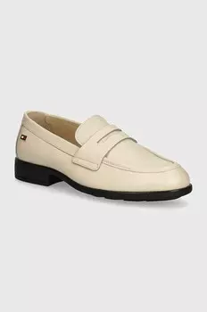 Tommy Hilfiger FLAG LEATHER CLASSIC LOAFER кожаные лоферы, бежевый