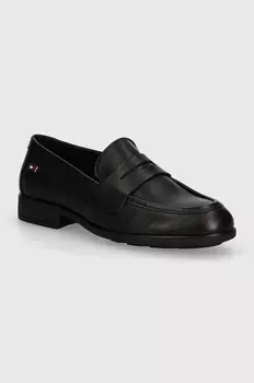 Tommy Hilfiger FLAG LEATHER CLASSIC LOAFER кожаные лоферы, черный