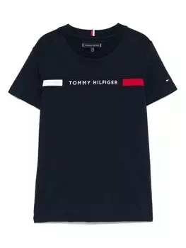 Tommy Hilfiger Junior футболка с вышитым логотипом, синий