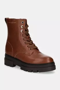 Tommy Hilfiger Кожаные ботильоны BICOLOR LEATHER на шнуровке, коричневый