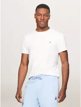 Tommy Hilfiger Мужская однотонная футболка узкого кроя, цвет Optic White