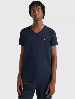 Tommy Hilfiger Облегающая футболка Core Stretch с V-образным вырезом, Desert Sky