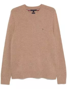 Tommy Hilfiger шерстяной свитер с круглым вырезом, коричневый