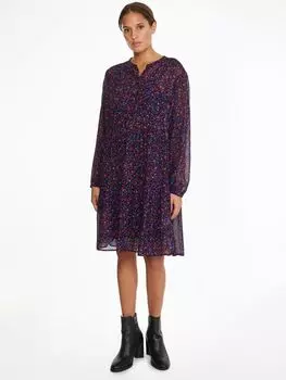Tommy Hilfiger Шифоновое платье-рубашка с цветочным принтом, Синий/Мульти