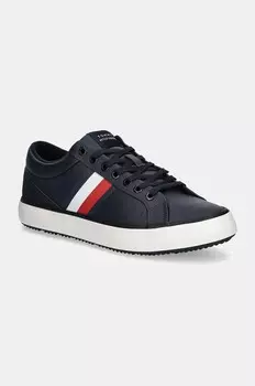 Tommy Hilfiger TH HI VULC CORE CLEAT STRIPES кожаные кроссовки, темно-синий