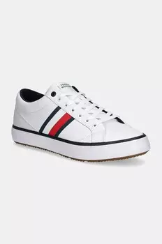Tommy Hilfiger TH HI VULC CORE CLEAT STRIPES кожаные кроссовки, белый