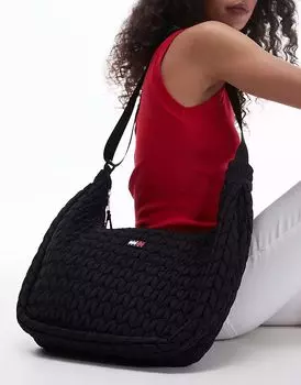 Tommy Jeans большая стёганая сумка-баул в черном цвете