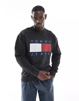 Tommy Jeans – Черная толстовка с большим флагом