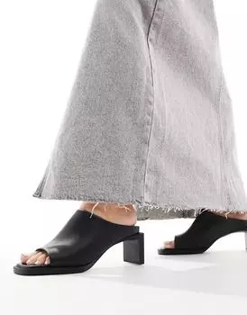 Tommy Jeans черные кожаные туфли на среднем каблуке