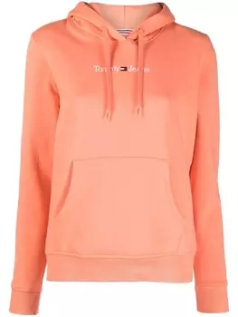 Tommy Jeans худи с длинными рукавами и вышитым логотипом, оранжевый