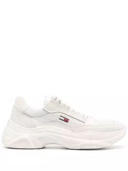 Tommy Jeans logo-detail low-top leather sneakers, нейтральный цвет