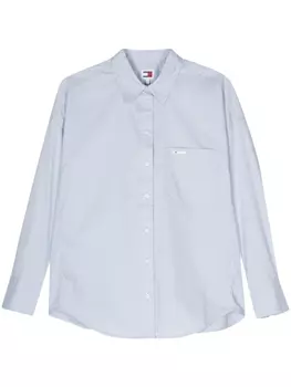 Tommy Jeans поплиновая рубашка с логотипом, синий