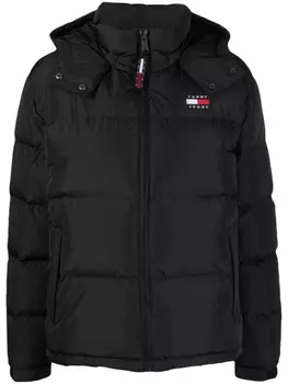 Tommy Jeans пуховик Alaska с капюшоном и нашивкой-логотипом, черный