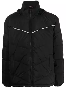 Tommy Jeans пуховик с капюшоном и логотипом, черный
