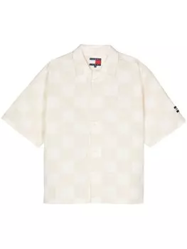 Tommy Jeans рубашка из поплина с шахматным узором, нейтральный цвет