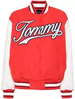 Tommy Jeans твиловая куртка с нашивкой-логотипом, красный