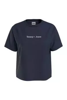 Tommy Jeans Женская/Девочка Темно-Синяя Футболка Tommy Hilfiger, темно-синий
