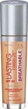 Тональная основа для лица, Lasting Finish Breathable, 402 бронзовый, 30 мл Rimmel