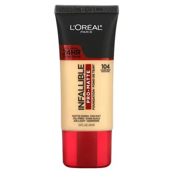 Тональная основа L'Oreal Infallible Pro-Matte оттенок 104 золотисто-бежевый, 30 мл