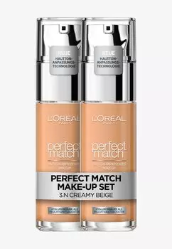 Тональная основа PERFECT MATCH MAKE-UP DOUBLEPACK L'Oreal, цвет creamy beige
