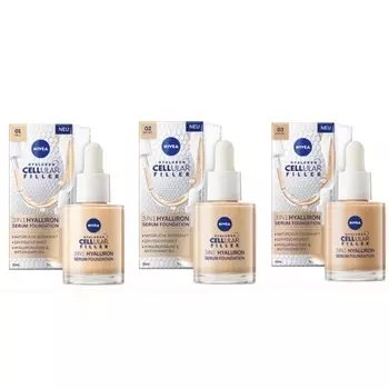 Тональная сыворотка с гиалуроновой кислотой, цветной уход, макияж 3 в 1, увлажнение, антивозрастной уход Nivea