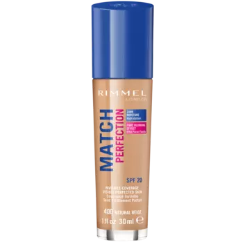 Тональный крем для лица увлажняющий натуральный бежевый 400 Rimmel Match Perfection, 30 мл
