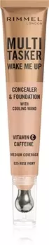 Тональный крем и консилер с осветляющим эффектом Rimmel Multi-Tasker Wake Me Up, 25 Rose Ivory 20 ml