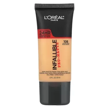 Тональный крем L'Oral Infallible Pro-Matte Foundation Foundation 108 Caramel Beige для нормальной и жирной кожи, 30 мл