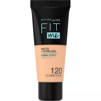 Тональный крем Maybelline Fit Me Матовый и беспористый, с полным покрытием, для нормальной и жирной кожи, 30 мл, 120, классический цвет слоновой кости Maybelline New York