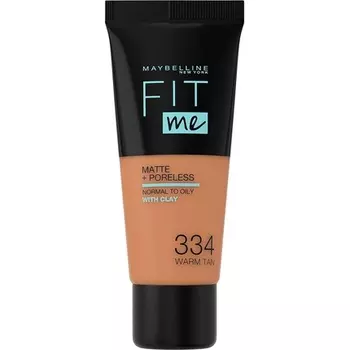 Тональный крем Maybelline Fit Me Матовый и беспористый, с полным покрытием, для нормальной и жирной кожи, 30 мл, 334 Теплый загар Maybelline New York