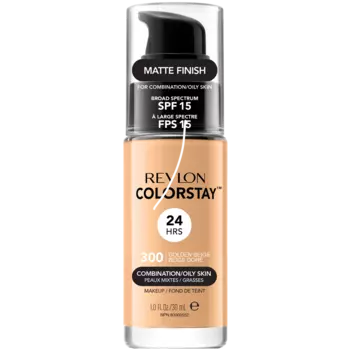 Тональный крем с помпой для жирной и комбинированной кожи золотисто-бежевый 300 Revlon Colorstay, 30 мл