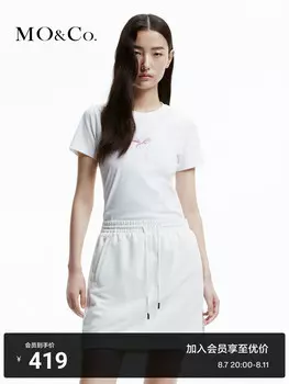 Тонкая футболка Moco с розовым бантом и короткими рукавами, белый