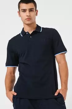 Тонкая хлопковая футболка с воротником ARMANI EXCHANGE, ультрамарин синий, белый