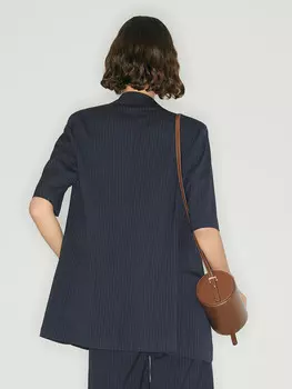 Тонкая куртка Mai Meng из ледяного шелка в полоску, темно-синий