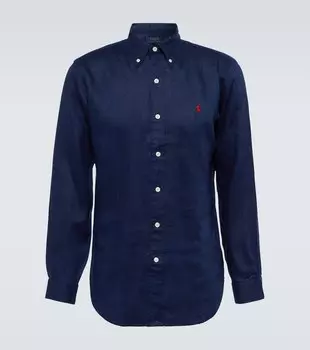 Тонкая льняная рубашка Polo Ralph Lauren, синий