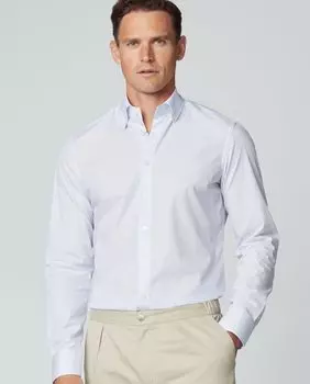 Тонкая мужская рубашка с двухцветным полосатым принтом Hackett, светло-синий