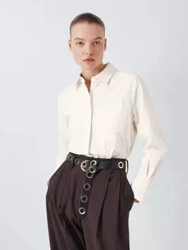 Тонкая полоска хлопковая рубашка John Lewis, белый/разноцветный