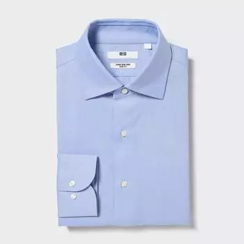Тонкая рубашка без железа UNIQLO, небесно-голубой