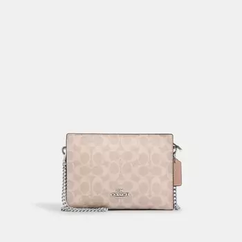 Тонкая сумка через плечо COACH, серебряный/песочный/серо-коричневый