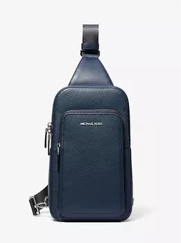 Тонкая сумка-слинг Cooper из шагреневой кожи для поездок на работу Michael Kors, синий