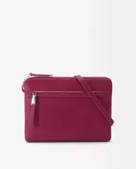 Тонкая женская сумка через плечо на молнии однотонного цвета Parfois, фуксия