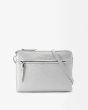 Тонкая женская сумка через плечо на молнии однотонного цвета Parfois, серебряный