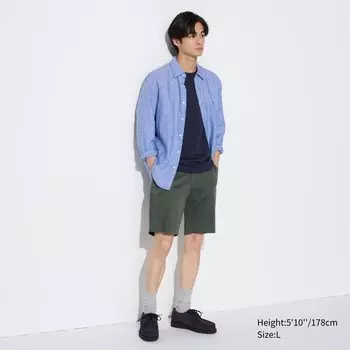 Тонкие эластичные шорты UNIQLO, оливково-зеленый