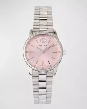 Тонкие часы G-Timeless с бриллиантами и ремешком-браслетом Gucci, цвет Rose