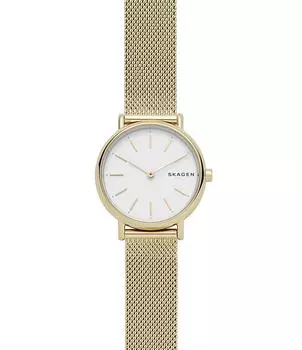 Тонкие часы Skagen Signature с сеткой золотистого цвета, золотой
