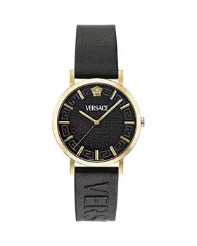Тонкие часы Versace Greca, 40 мм, золотой