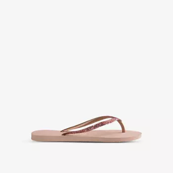 Тонкие резиновые шлепанцы с блестками II Havaianas, розовый