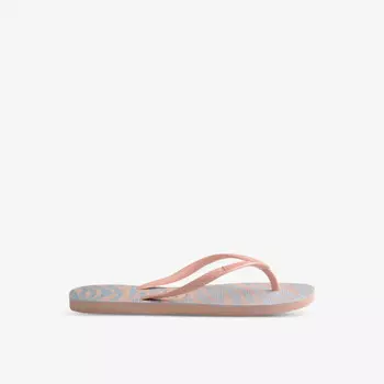 Тонкие резиновые шлепанцы с принтом «зебра» Havaianas, розовый