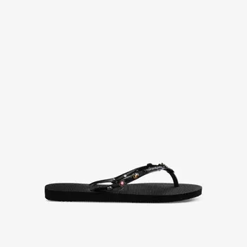 Тонкие роскошные резиновые шлепанцы с тисненым логотипом. Havaianas, черный