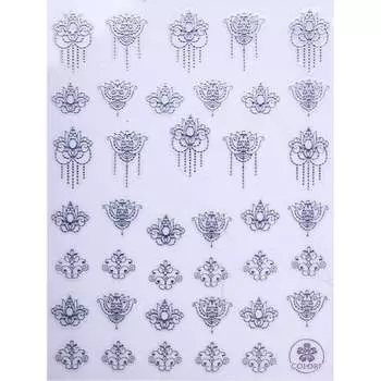 Тонкие самоклеящиеся наклейки для ногтей Colorf CB-174 Silver Silver, AllePaznokcie